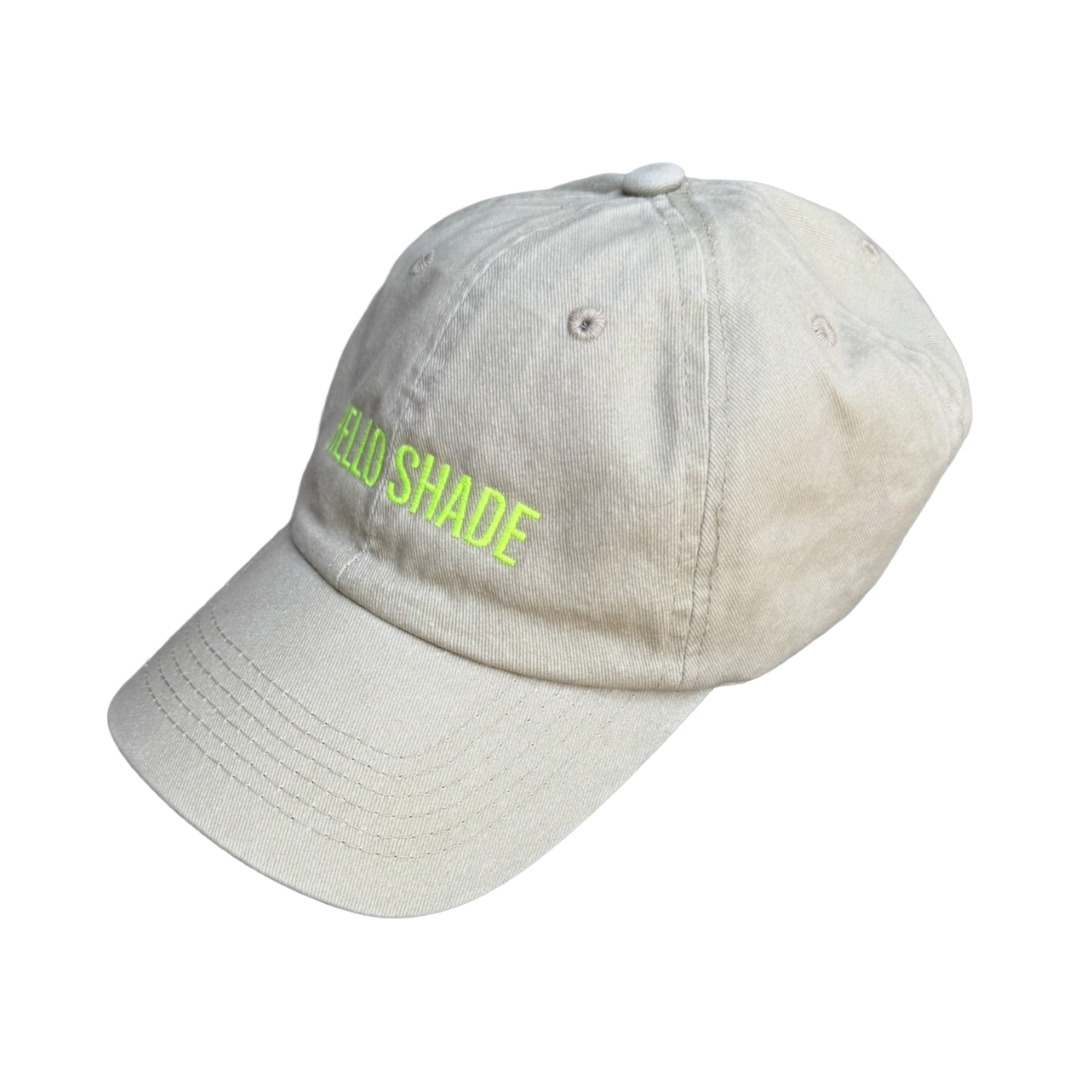 HELLO SHADE™ Dad Hat — Vintage Washed Tan