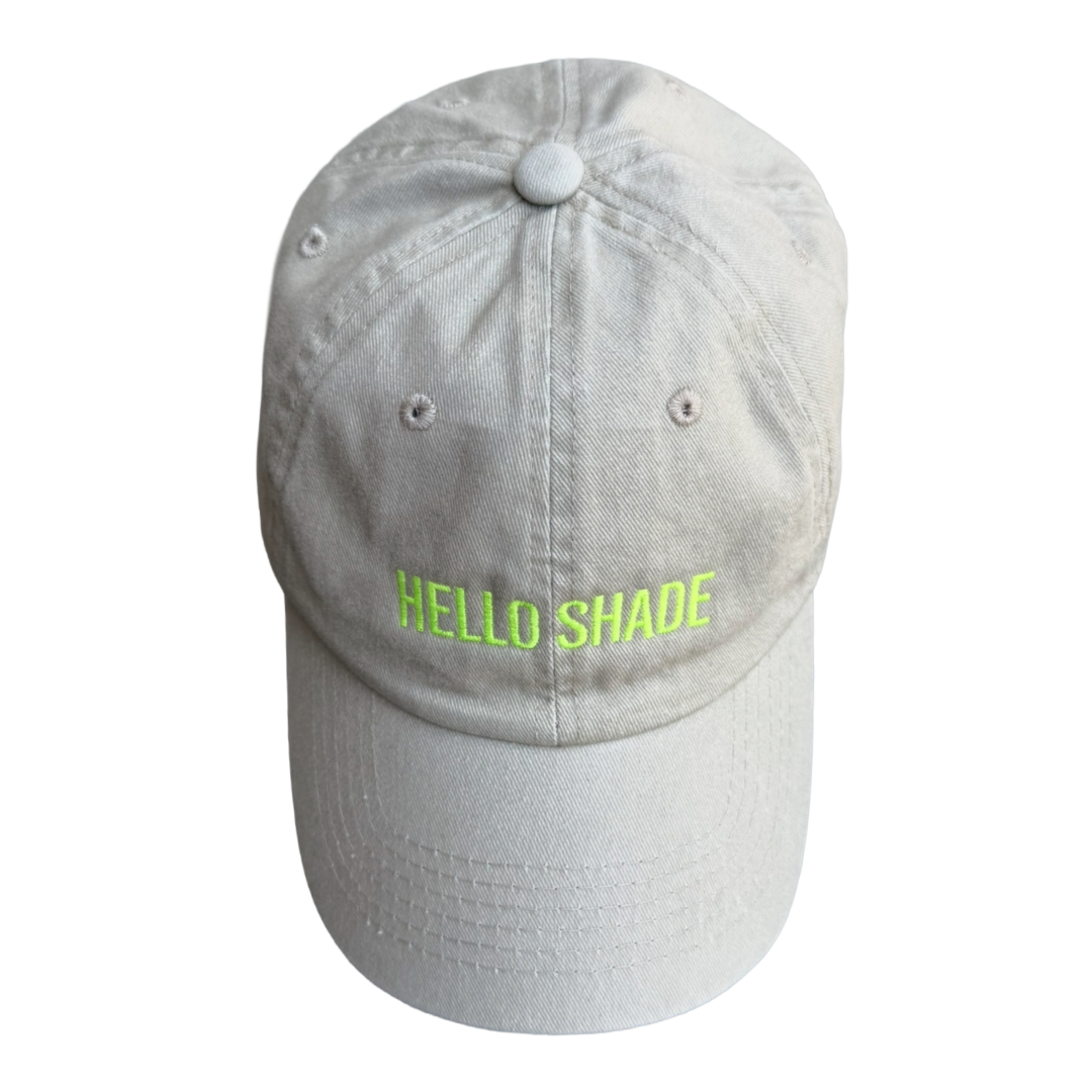HELLO SHADE™ Dad Hat — Vintage Washed Tan