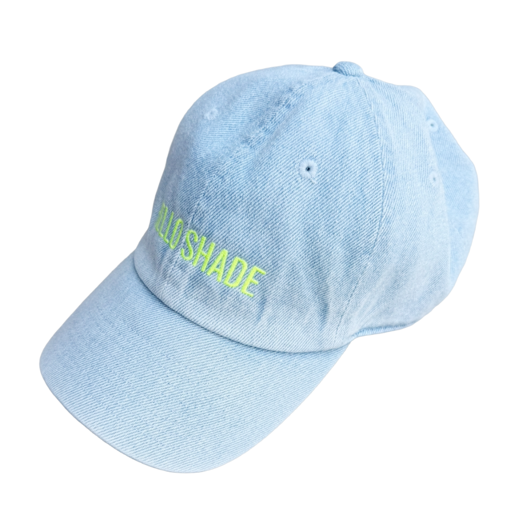 HELLO SHADE™ Dad Hat — Vintage Light Denim