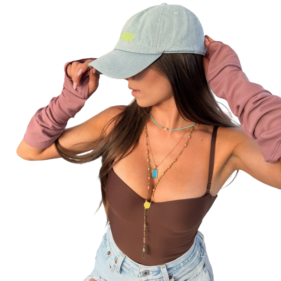 HELLO SHADE™ Dad Hat — Vintage Light Denim