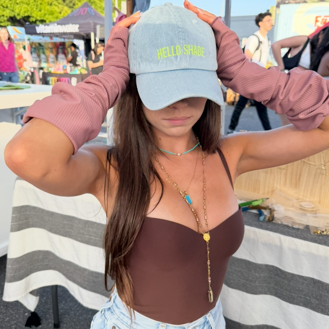 HELLO SHADE™ Dad Hat — Vintage Light Denim