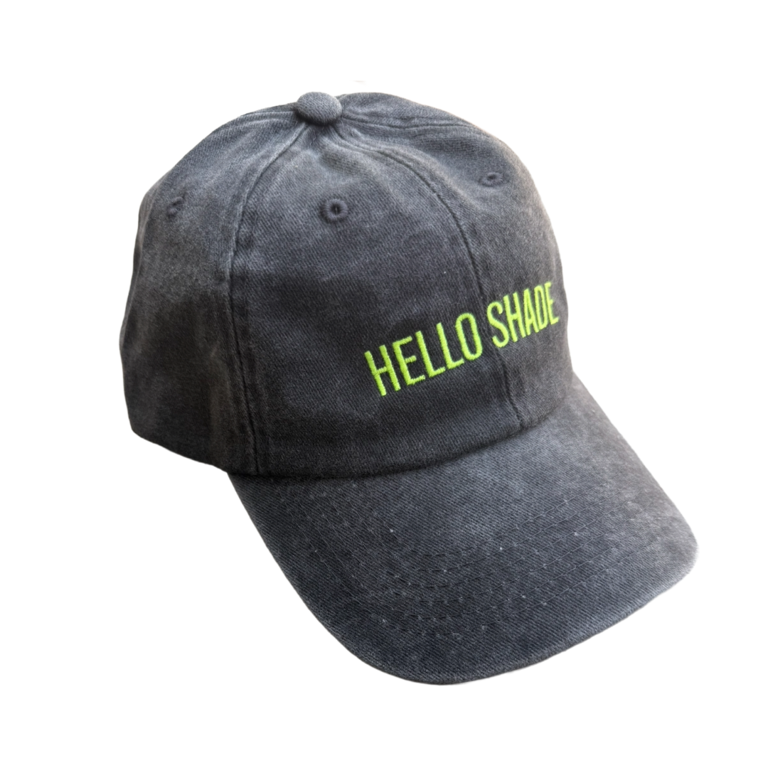 HELLO SHADE™ Dad Hat — Vintage Wash Black