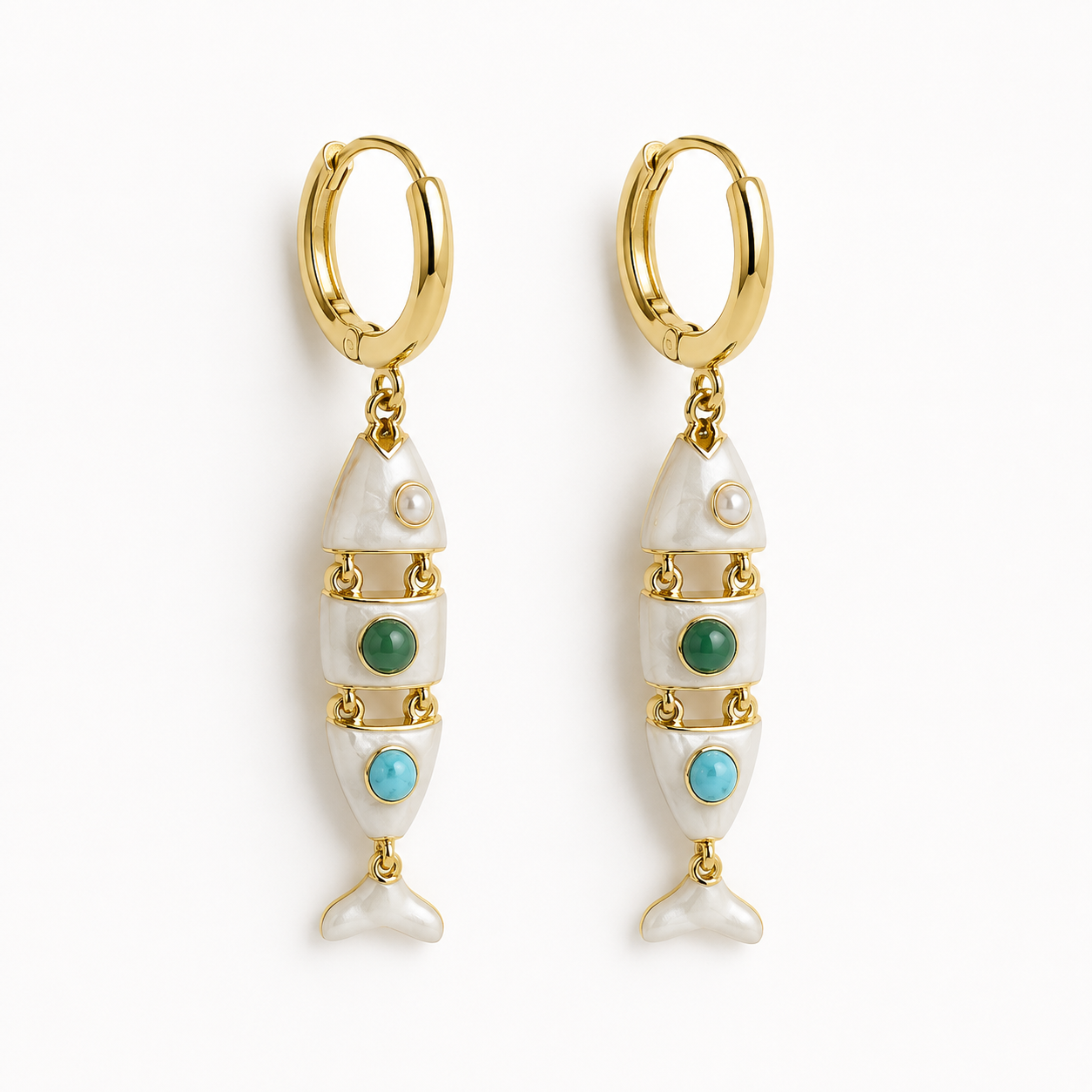 White Fish Earrings