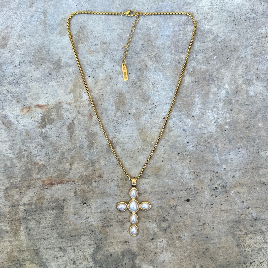 Pearl Statement Cross Necklace