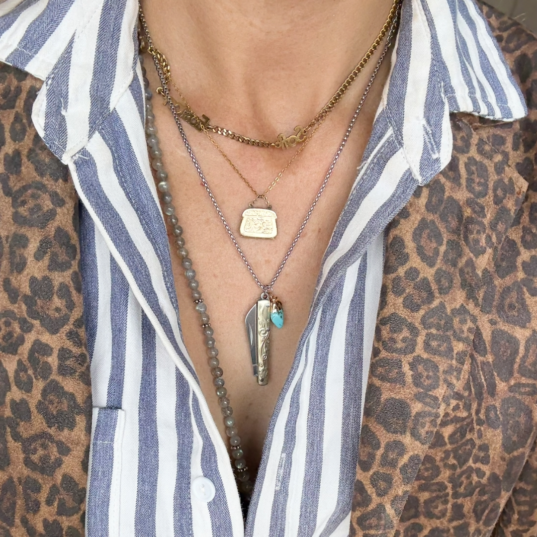 Vintage Cherokee Knife Necklace - Silver Chain