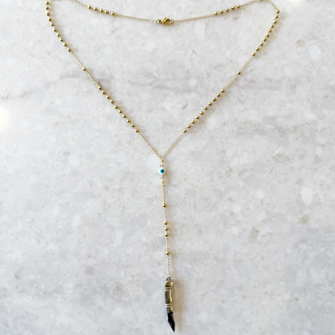 Evil Eye Mini Knife Necklace - WHITE Eye