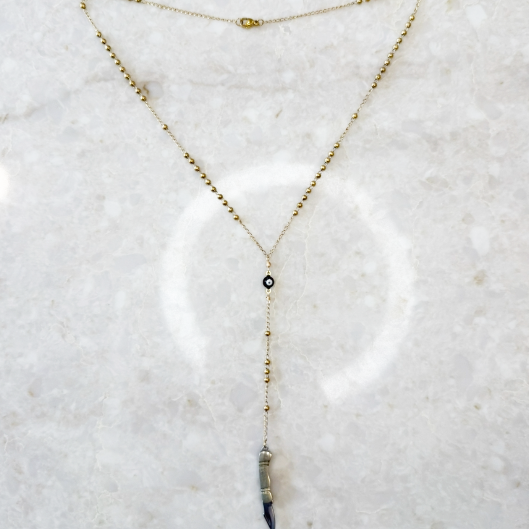 Evil Eye Mini Knife Necklace - BLACK Eye