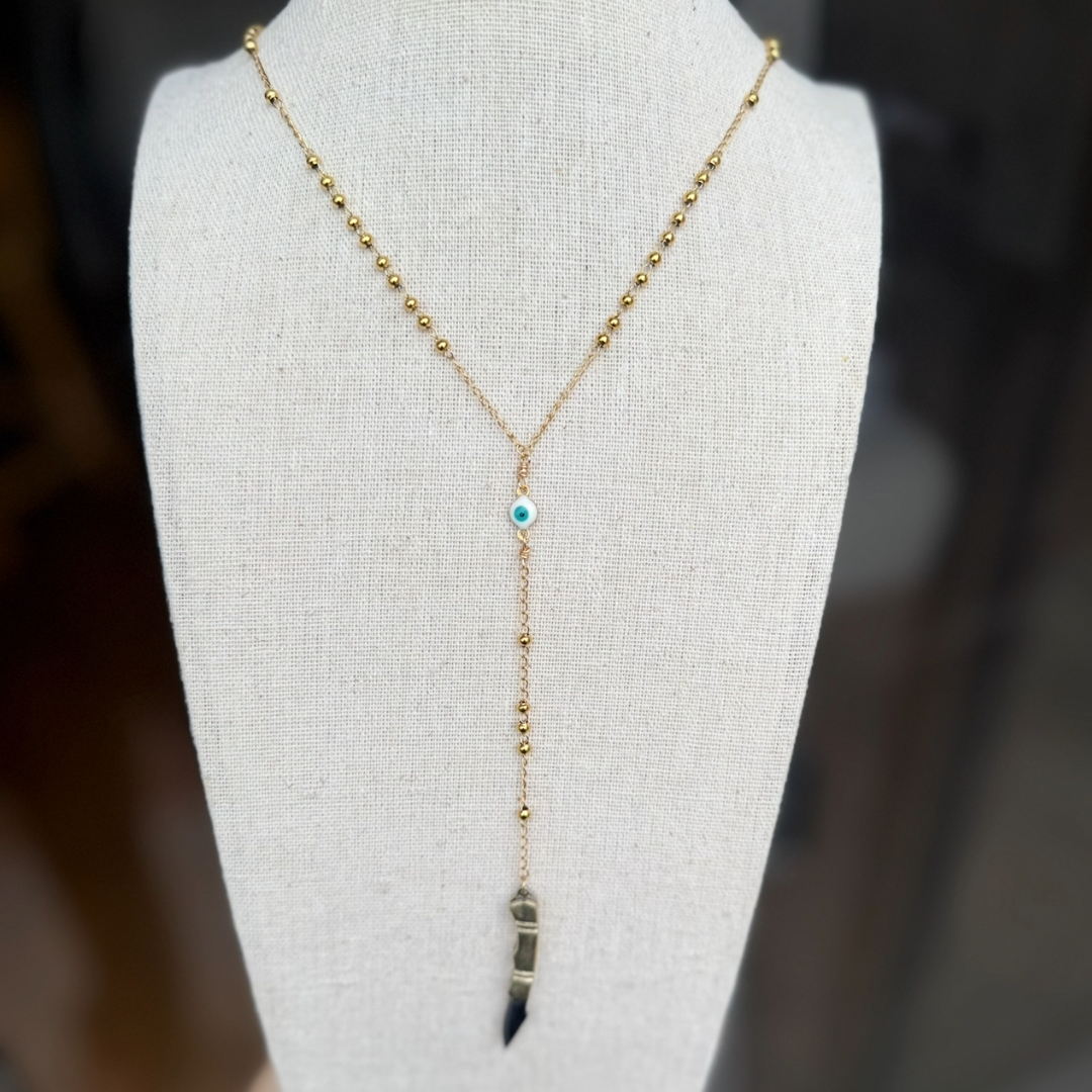 Evil Eye Mini Knife Necklace - WHITE Eye