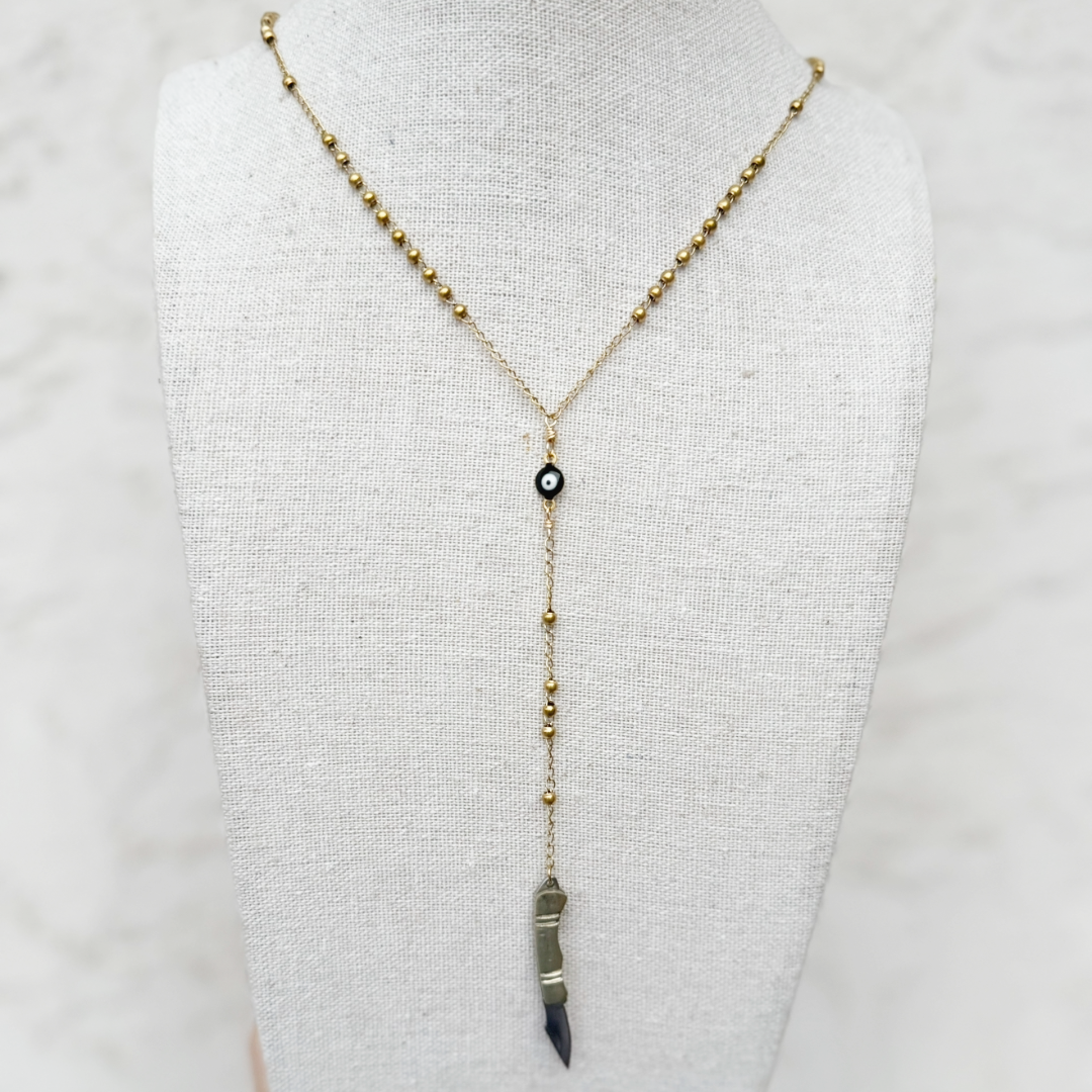 Evil Eye Mini Knife Necklace - BLACK Eye