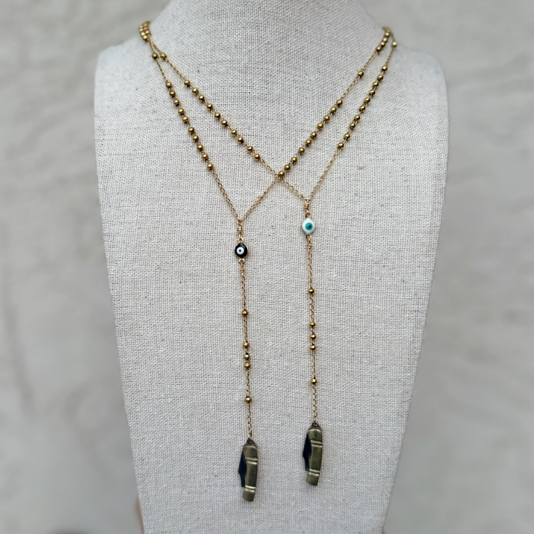 Evil Eye Mini Knife Necklace - WHITE Eye