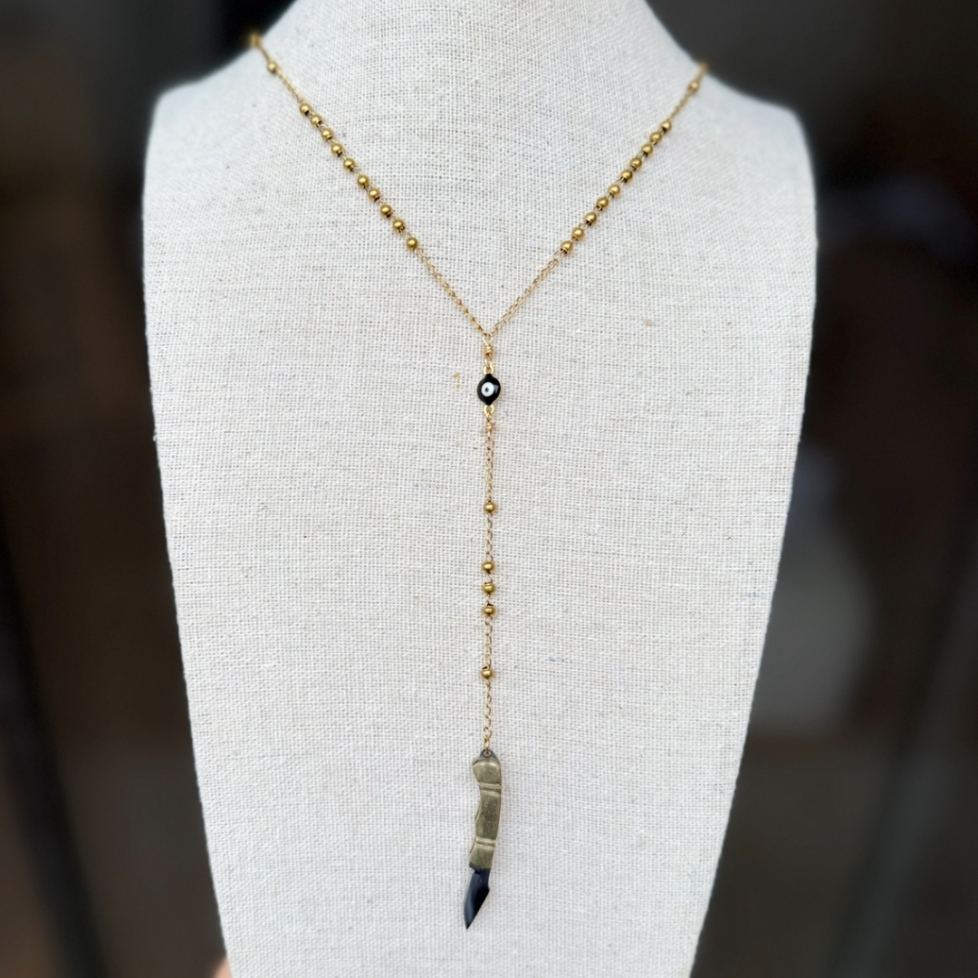 Evil Eye Mini Knife Necklace - BLACK Eye