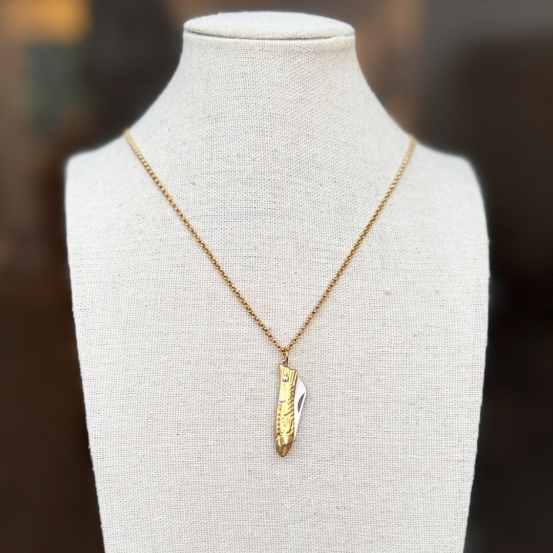 Fishy Knife Necklace - 18" Chain, Waterproof, Non-Tarnish
