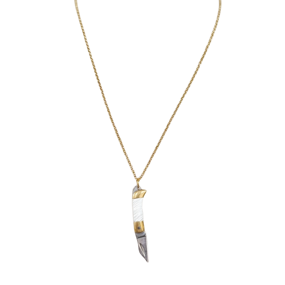 Mini Flip Knife Necklace - WHITE Shell Knife
