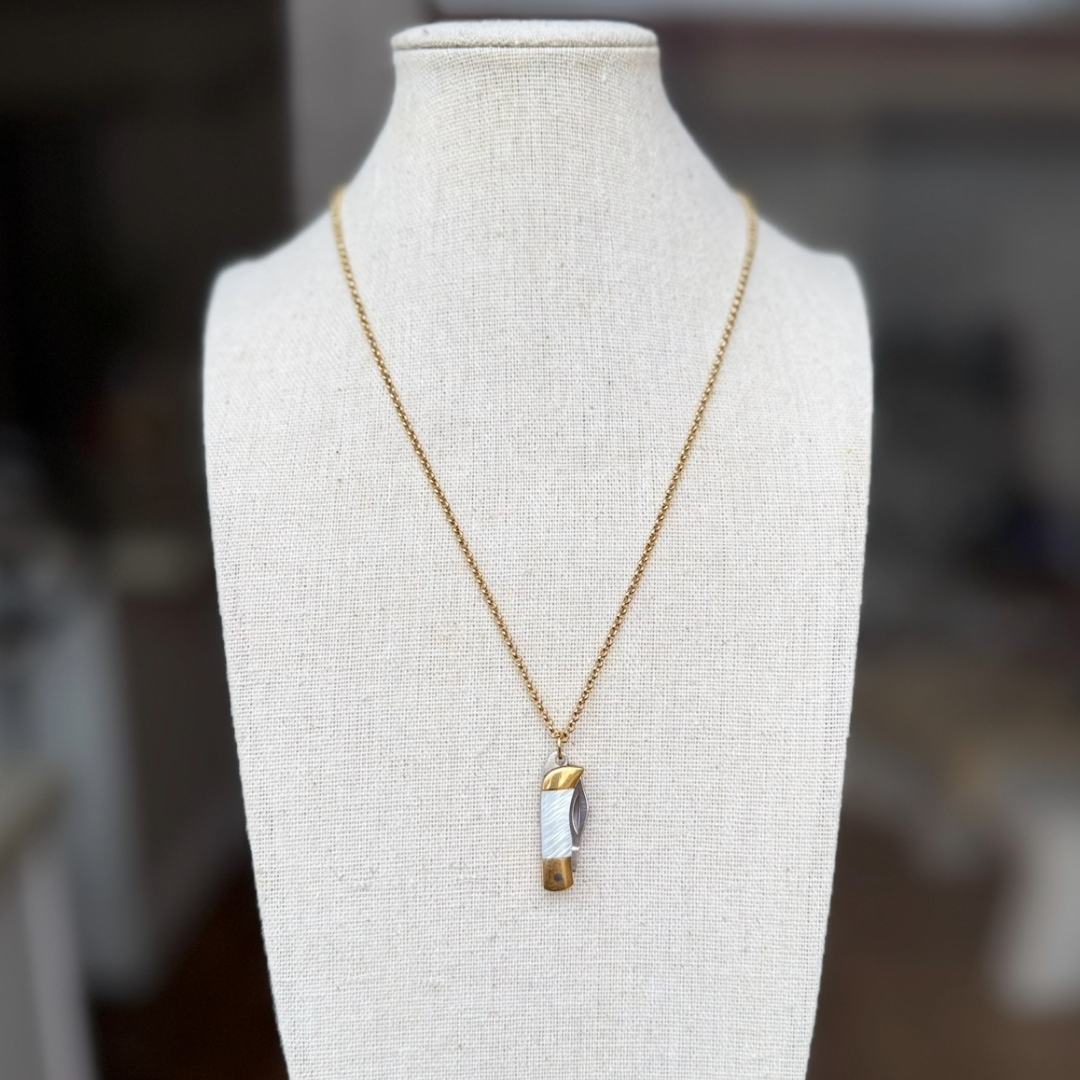 Mini Flip Knife Necklace - WHITE Shell Knife