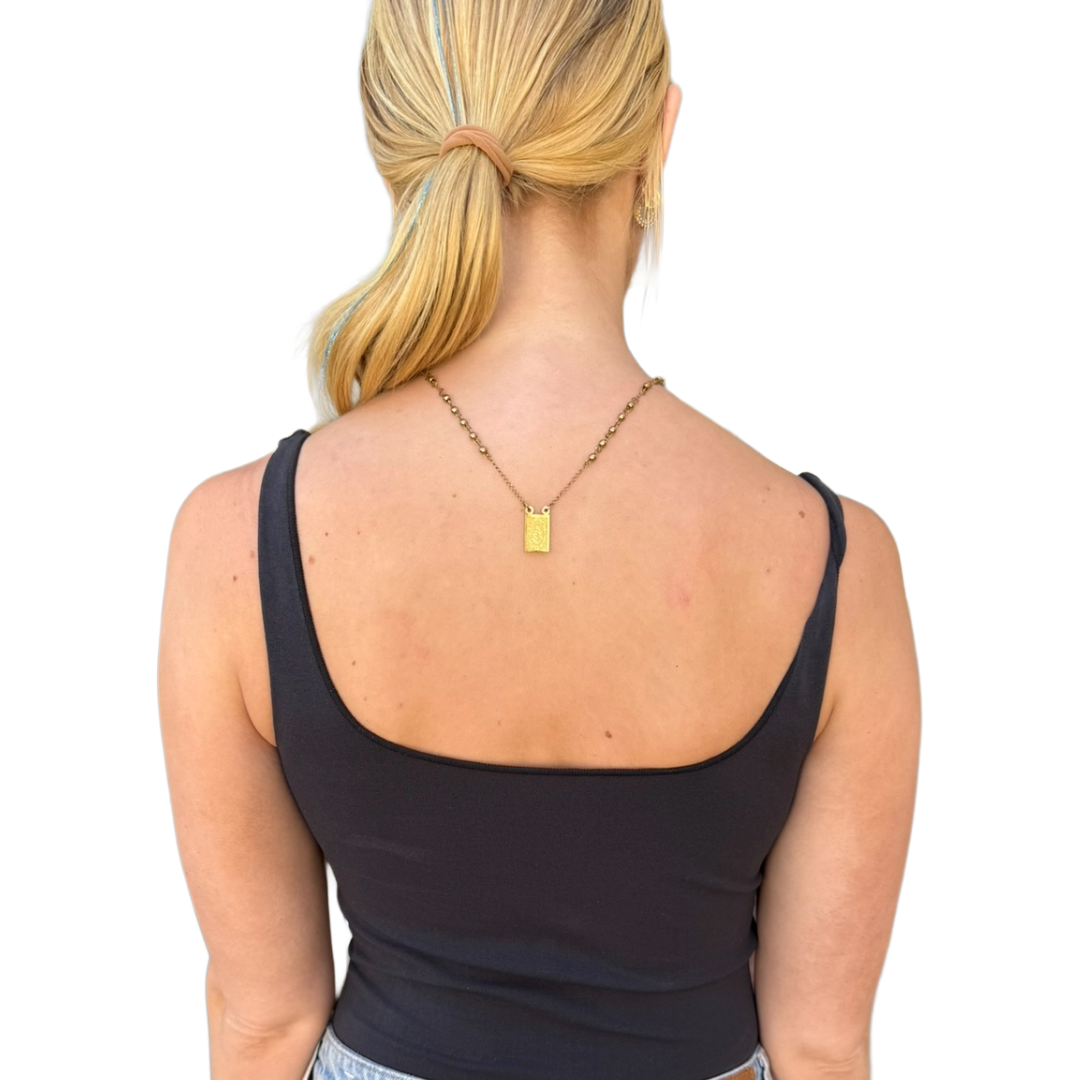 Chunky Mini Knife Rosary Necklace - GOLD FISH